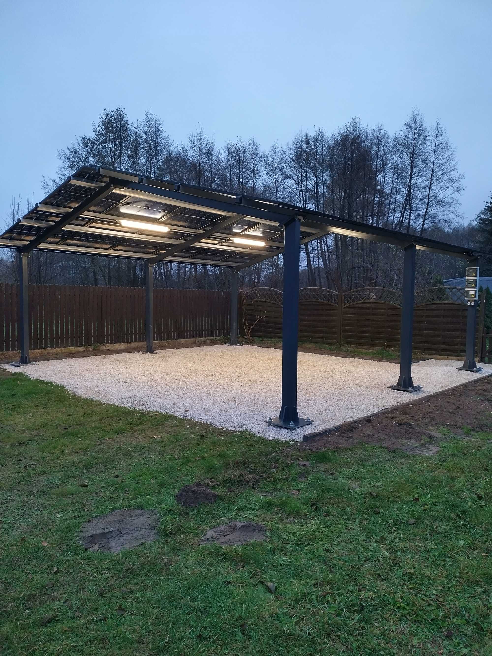 Wiata fotowoltaiczna / CARPORT / szczelna / 10 kWp