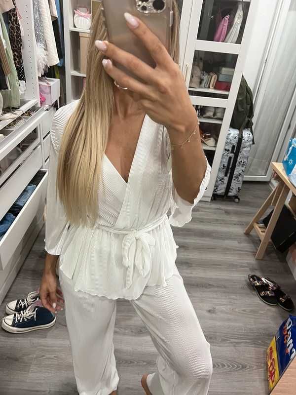 Pijama branco rosado