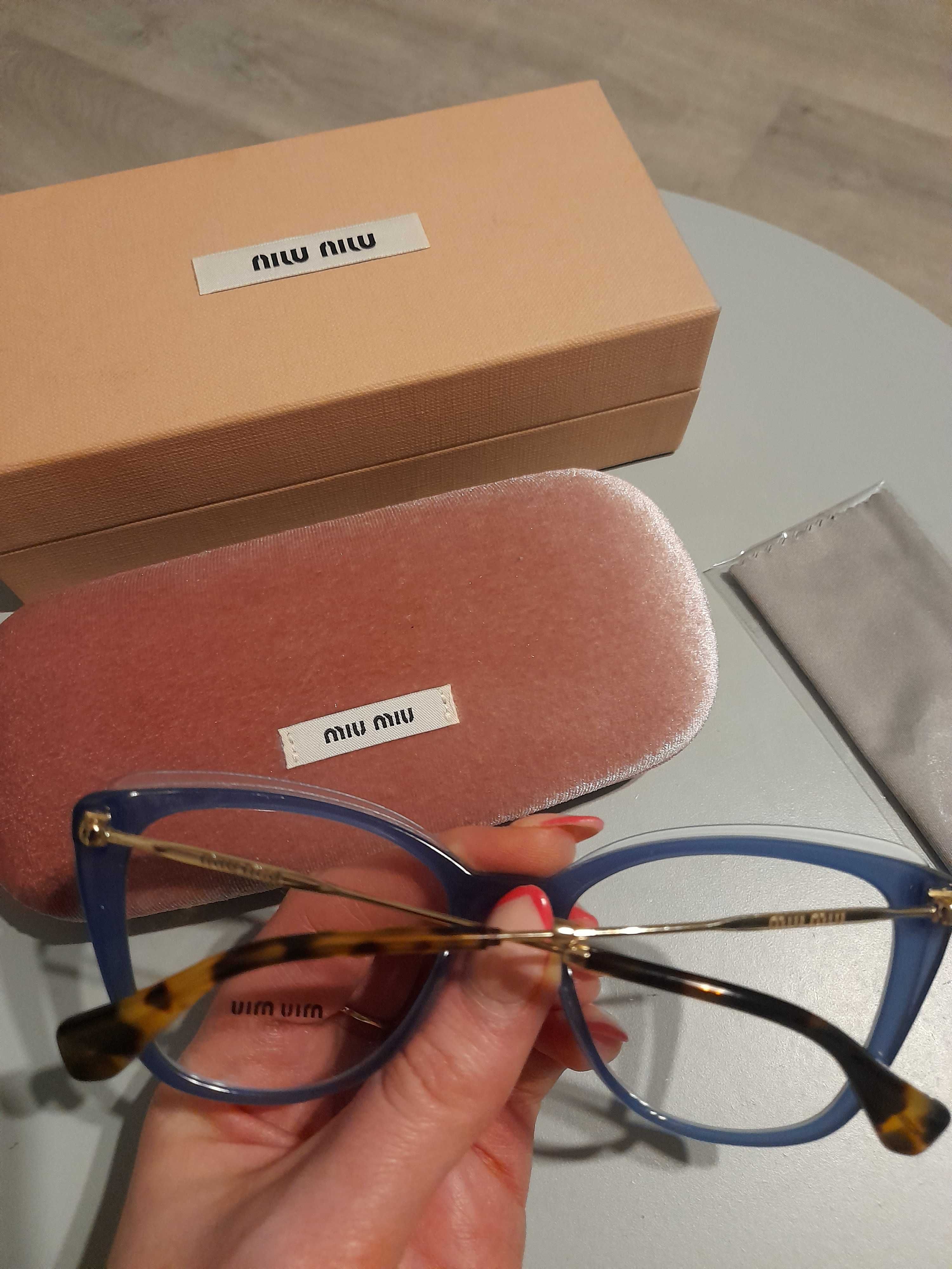 Miu miu 021 51 nowe oprawy korekcyjne okulary niebieskie metal kocie