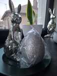 Jajo srebrne brokatowe 15 cm