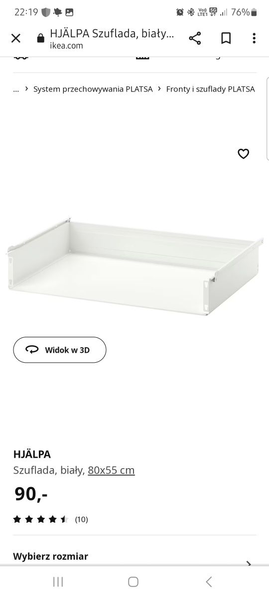 Elementy szafy platsa ikea