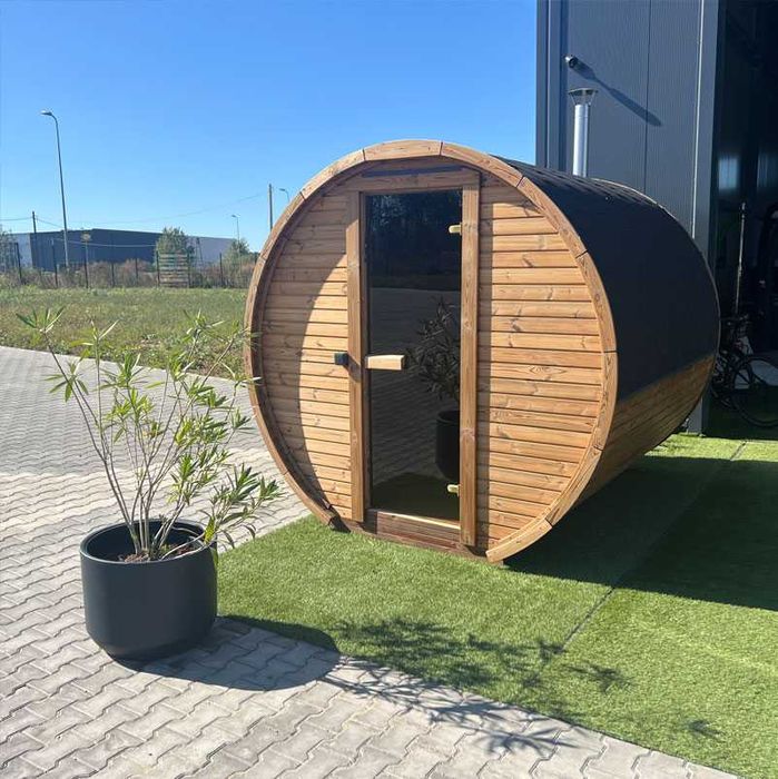 Sauna beczka 2,5 m - drewno termiczne