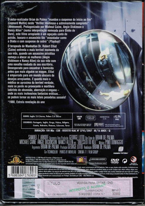 Filme em DVD: Vestida para Matar "Dressed to kill" - NOVO! SELADO!