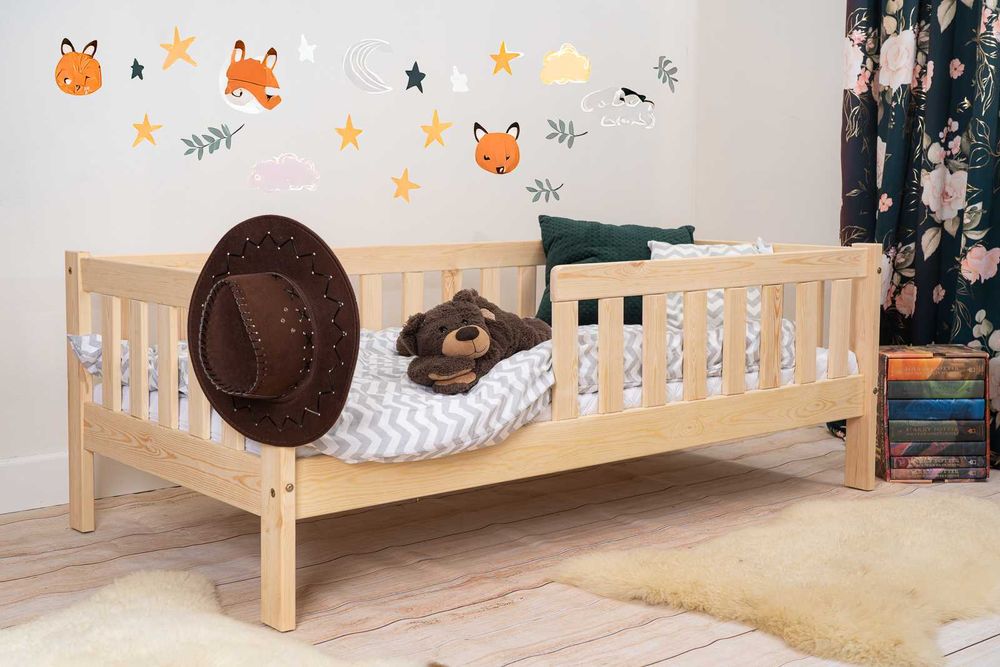 Łóżko dziecięce domek z barierkami Montesori 140x70,160x80,180x80