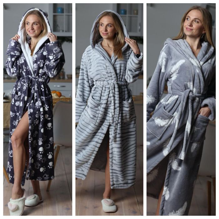 Халат жіночий довгий з капюшоном