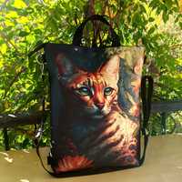 Torba-plecak wodoodporna Bengal Cat handmade