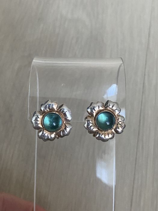 Серьги серебряные, Свердловский ювелирный завод, 875 проба, СССР.