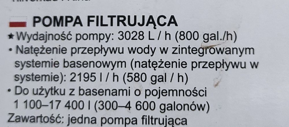 POMPA filtrujaca do basenów 3028L/H BESTWAY 58117/58386 + Gratis