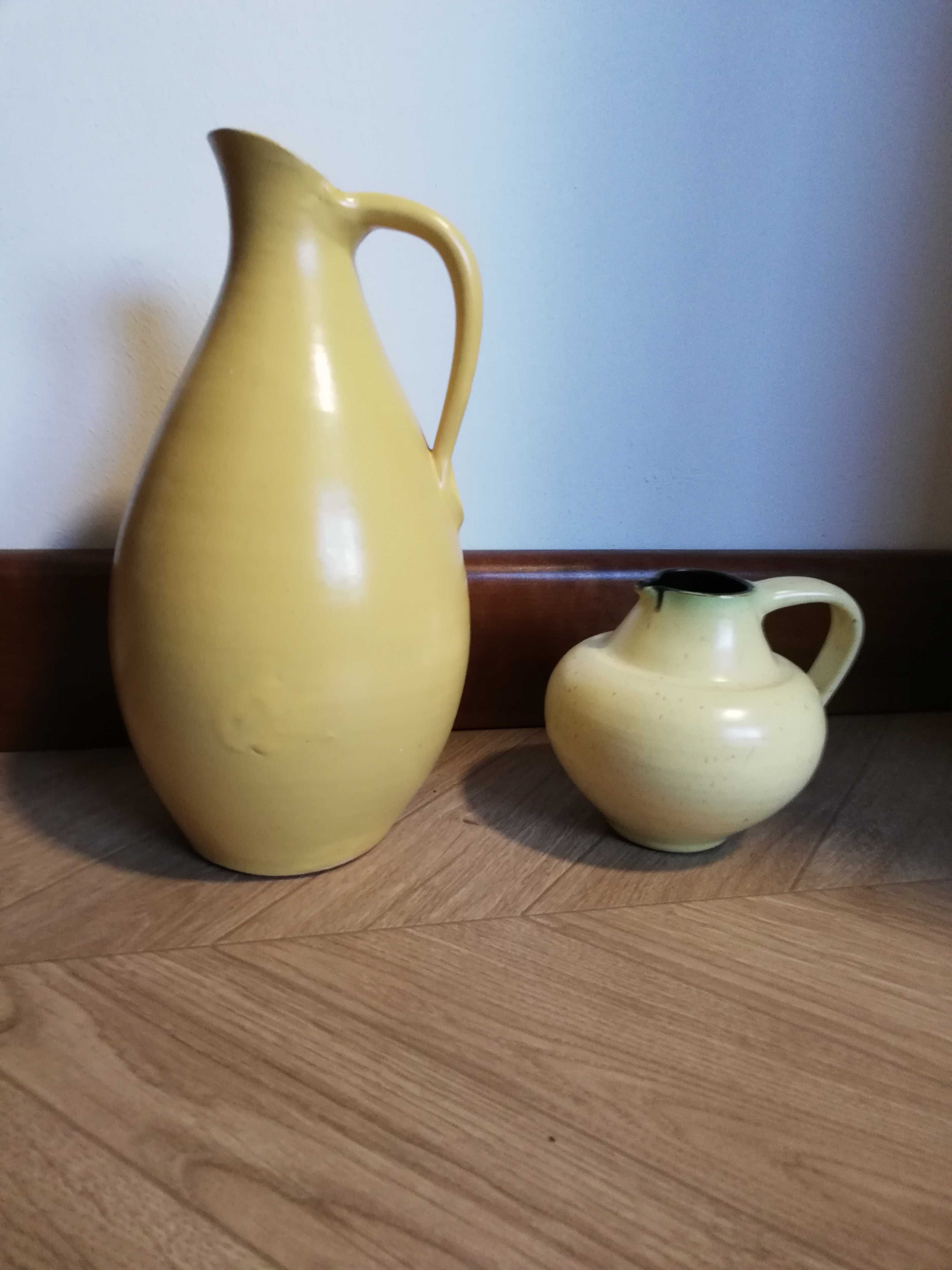 Wazon ceramiczny z uchem żółty zestaw 2szt Gotha