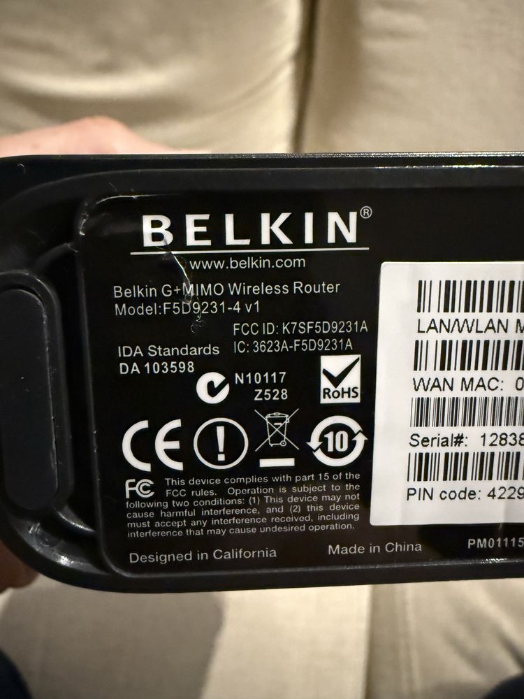 BELKIN F5D9231-4v1 G+ MIMO Wireless 4-Port Router