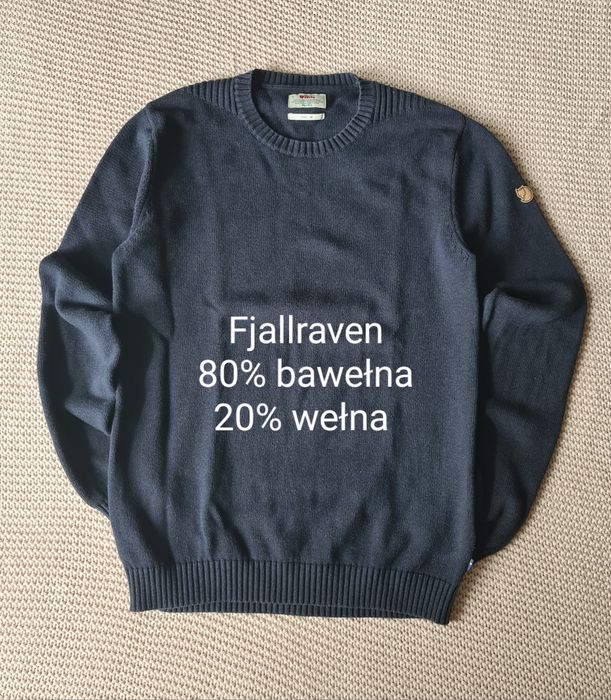 Sweterek Fjallraven granatowy M bawełna wełna vintage retro rusty