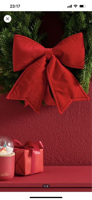 Бант на ялинку прикраса велюрова оксамит іграшка на ялинку