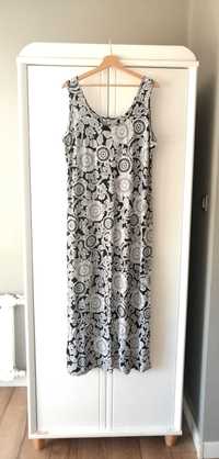 czarna czarno biała plażowa długa maksi suknia sukienka na plażę 46