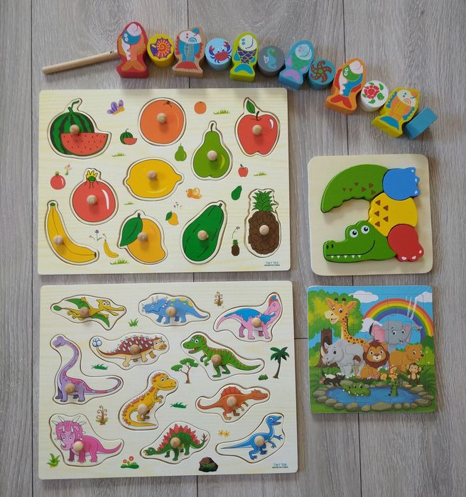 Puzzle drewniane plus książeczki