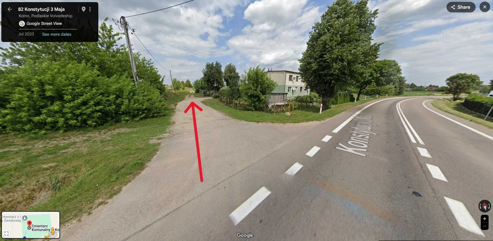 Sprzedam działkę budowlaną– 0,490 ha – pomiędzy Kolnem, a Gromadzynem