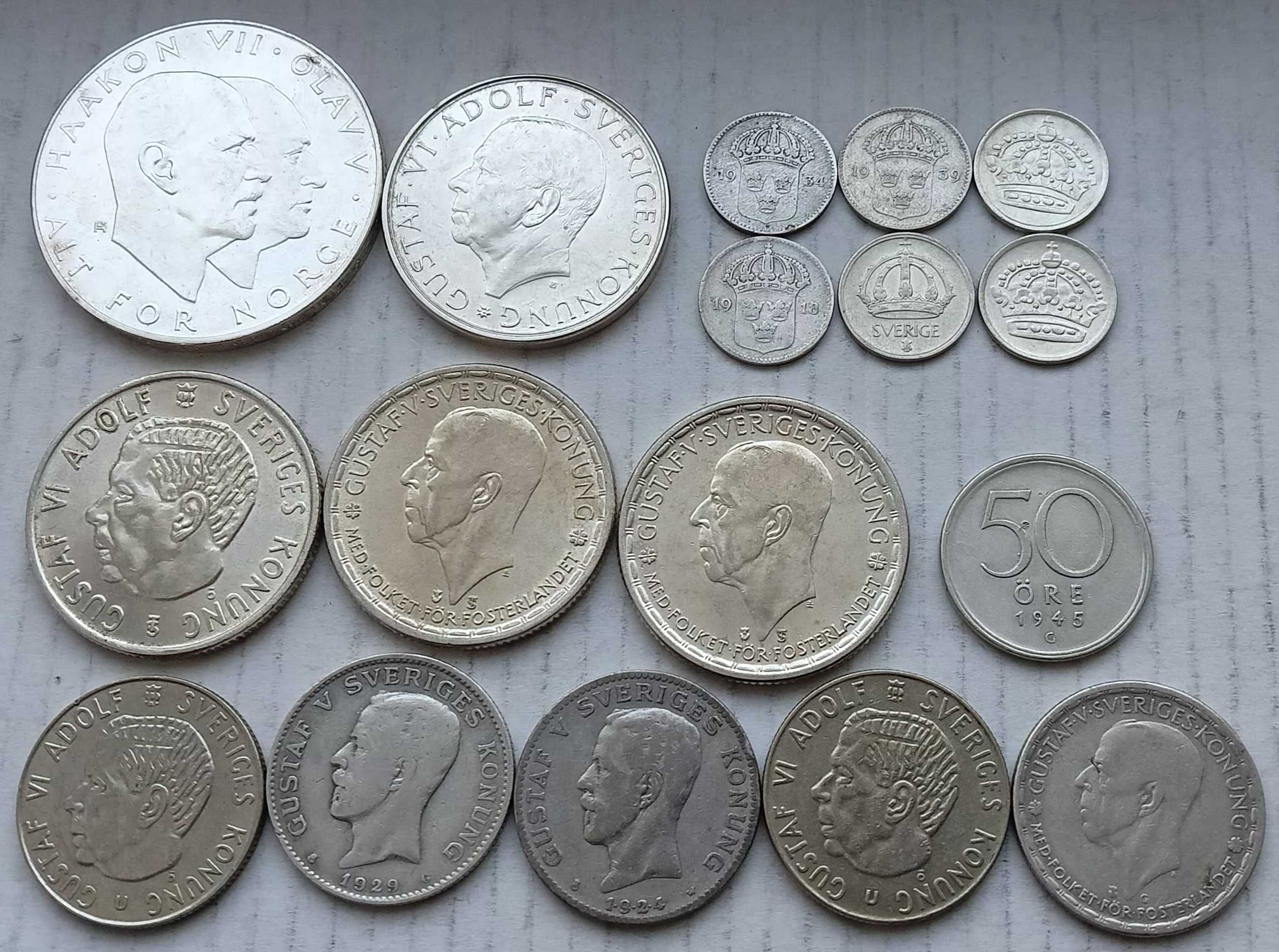 Продам серебреные монеты Швеции и Норвегии