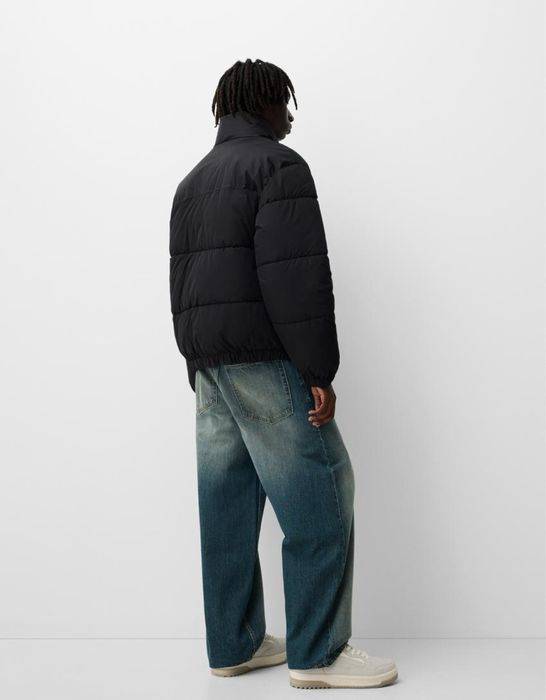 Куртка Bershka Puffer Jacket (S) чорна чоловіча пуховик