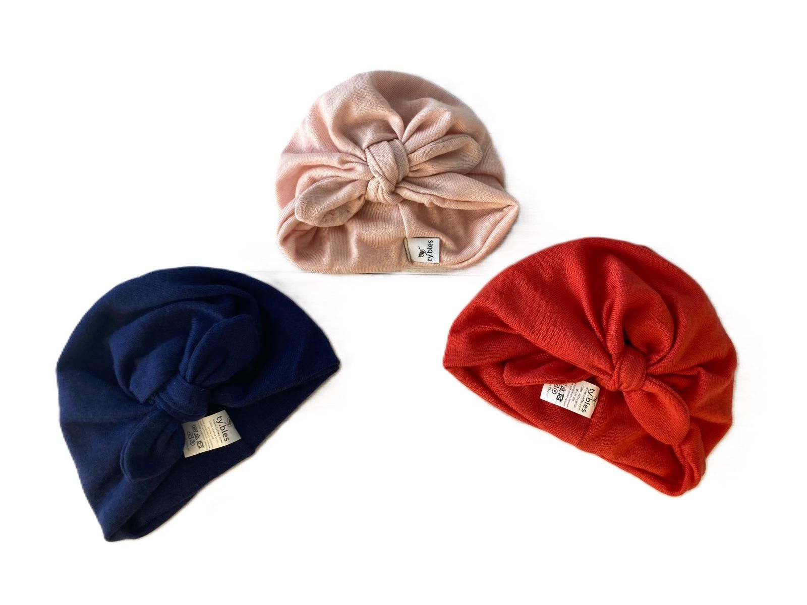 Czapka turban wełniana dwuwarstwowa 100% wełna merino wool