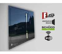 Aluminiowe drzwi wejściowe Schüco Design Edition (czarne szkło)