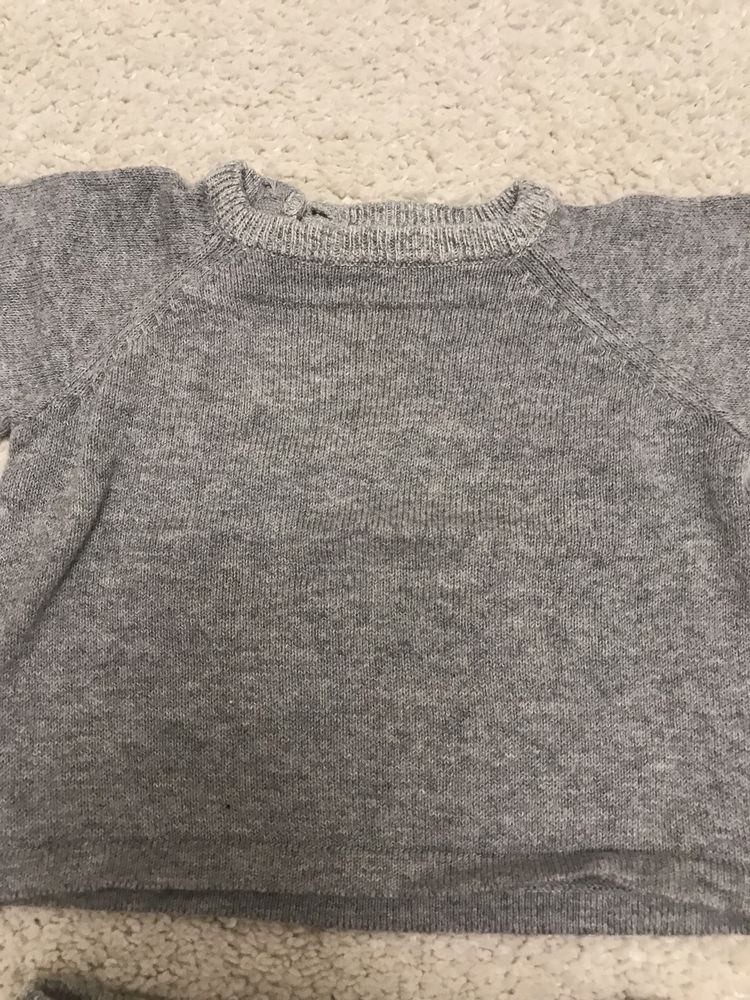 Komplet dzianinowy sweterkowy Zara spodenki sweterek 56 szary
