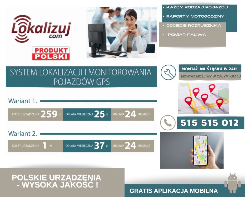 Lokalizator MONITORING POJAZDÓW GPS ,kontrola paliwa, PRO