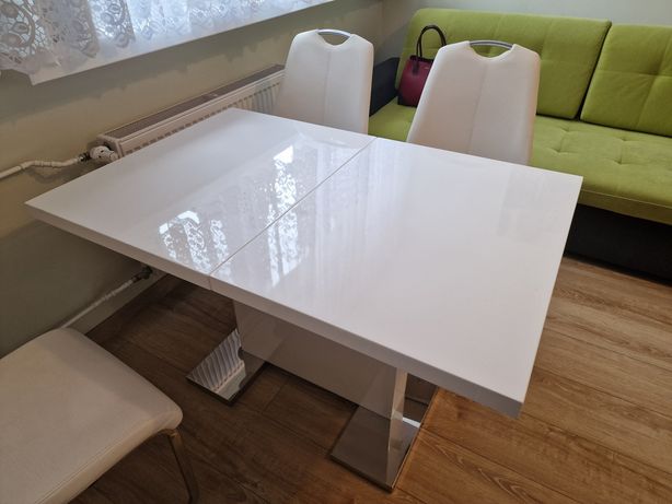 Piękny stół rozkładany 120x80 cm ! Biały połysk !