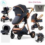 Carrinho bebé 3 em 1 PinkBaby Magic Gold - Com Base Isofix - Azu