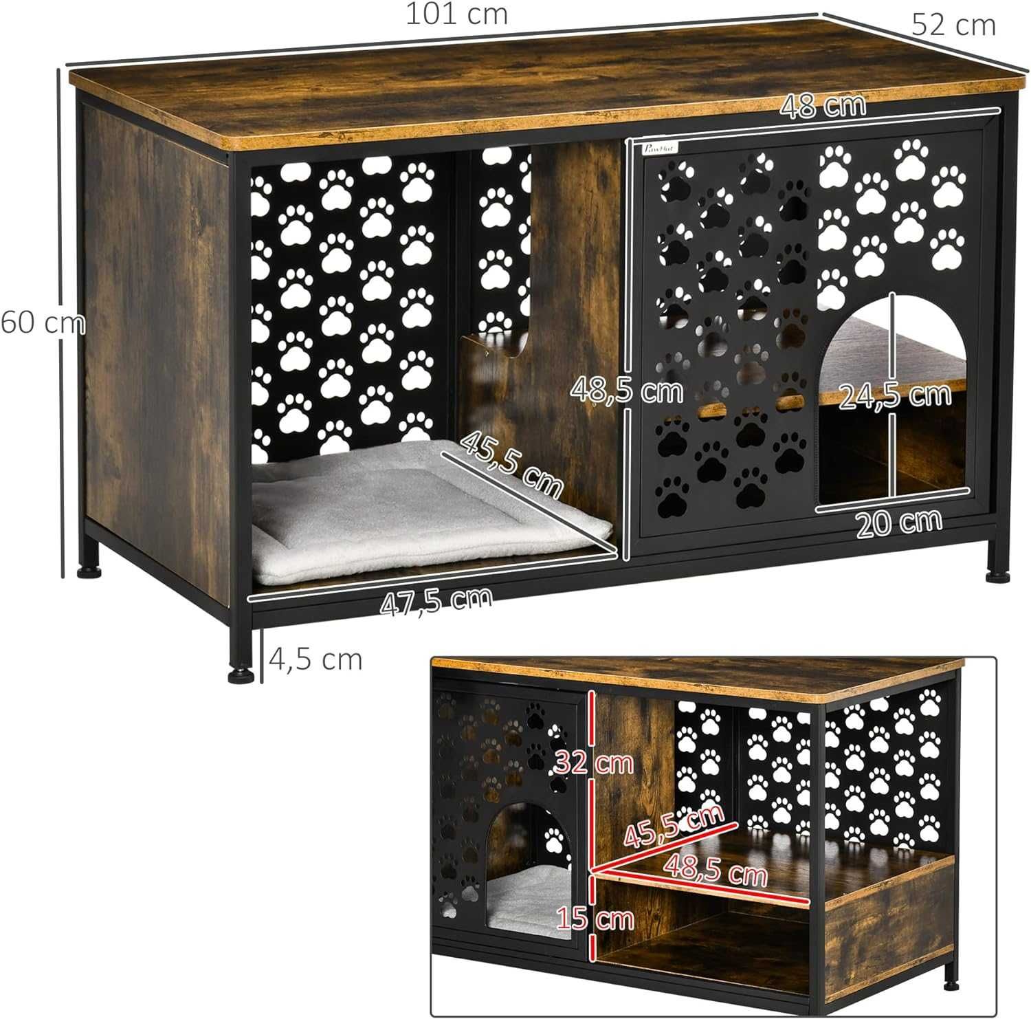 Mesa de apoio ou cabeceira 101x 60x 52 cm com espaço para cama de gato