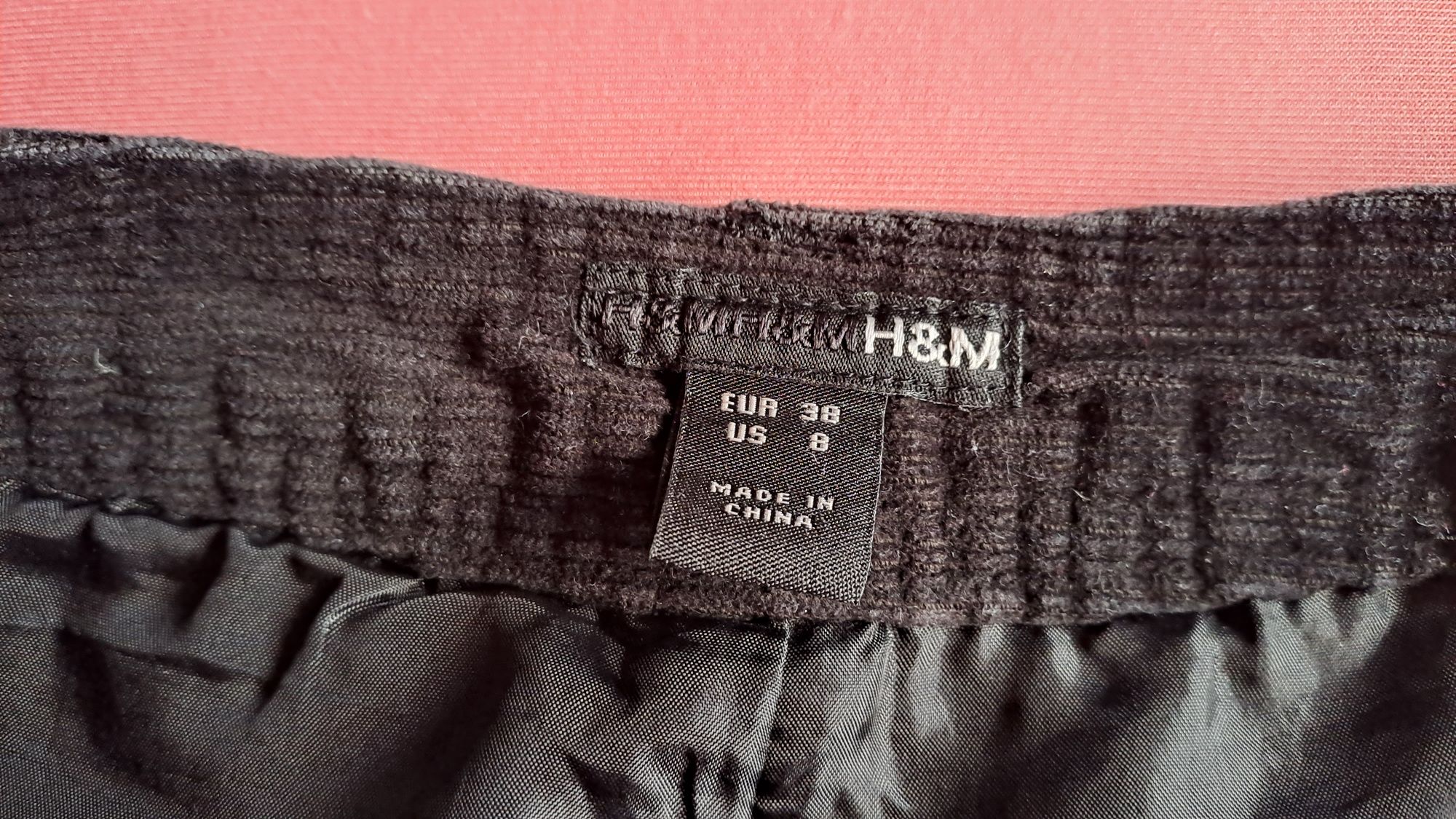 Spódnica H&M rozmiar 38, czarna, sztruks z podszewką