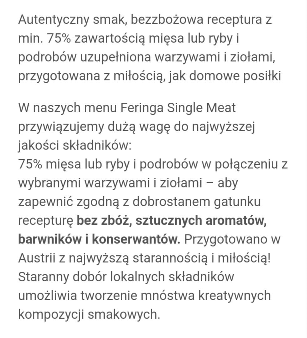 24x410g FERINGA SINGLE Meat KRÓLIK wysokiej jakości karma dla Kota bez