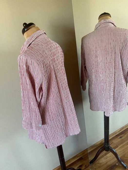 Ulla popken koszula marszczona paski czerwone tekstura xxxl 42 44