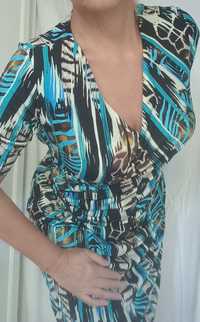 Sukienka z krótkim rękawem marki Savoir we wzory rozmiar 38-42
