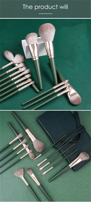 набір пензлів для макіяжу 14 шт в чохлі