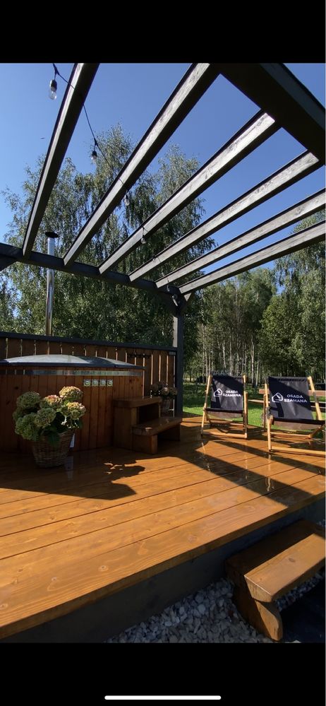 Domek z balią i jeziorem Jacuzzi Wypoczynek Wieczór Panieński