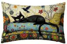 Capa de Almofada Dupla Gato Preto