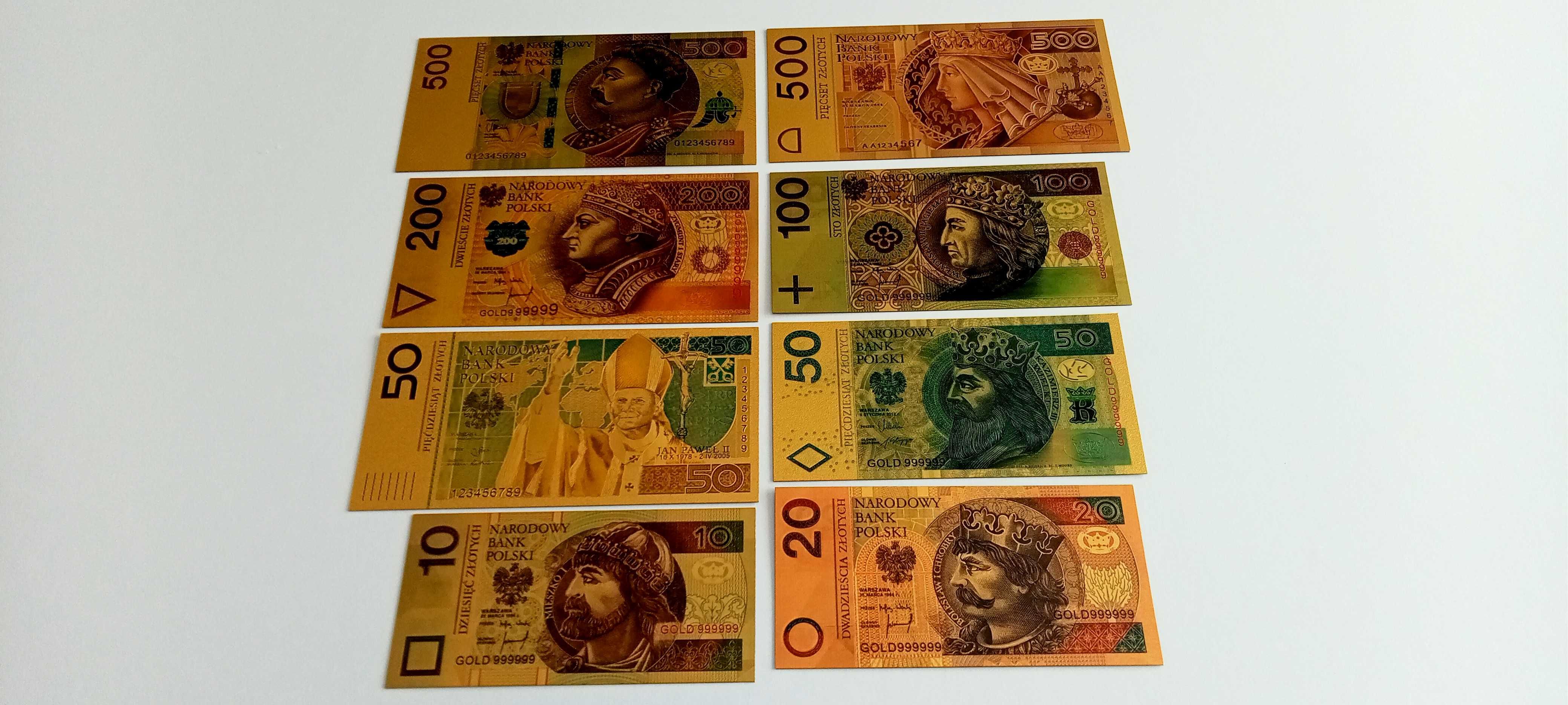 ZŁOTE Banknoty  zestaw polskich banknotów 8 SZT