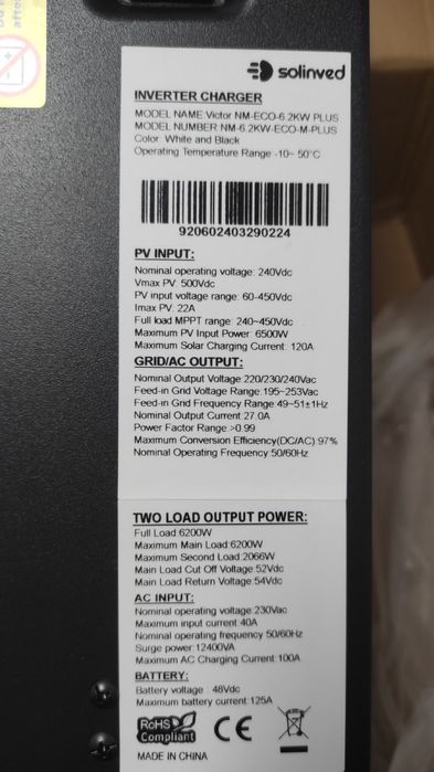 Інвертор  Solinved NM-ECO 6.2 KW MPPT OFF-GRID