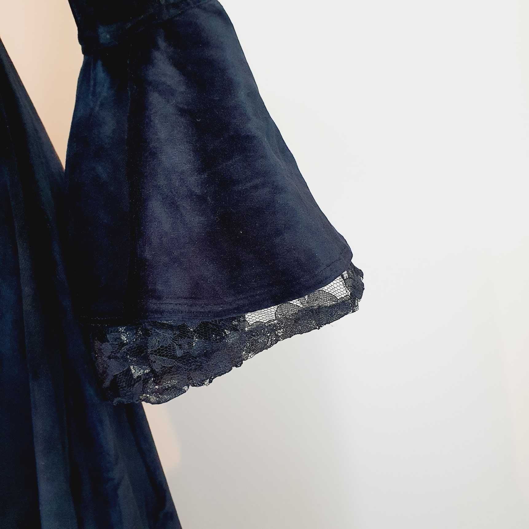 Czarna sukienka przebranie kostium średniowiecze S