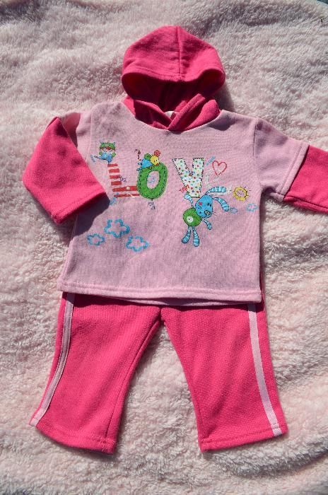ładny DRES dziewczęcy r.74, 9-12 m-cy DRESIK dresy komplet niemowlęcy