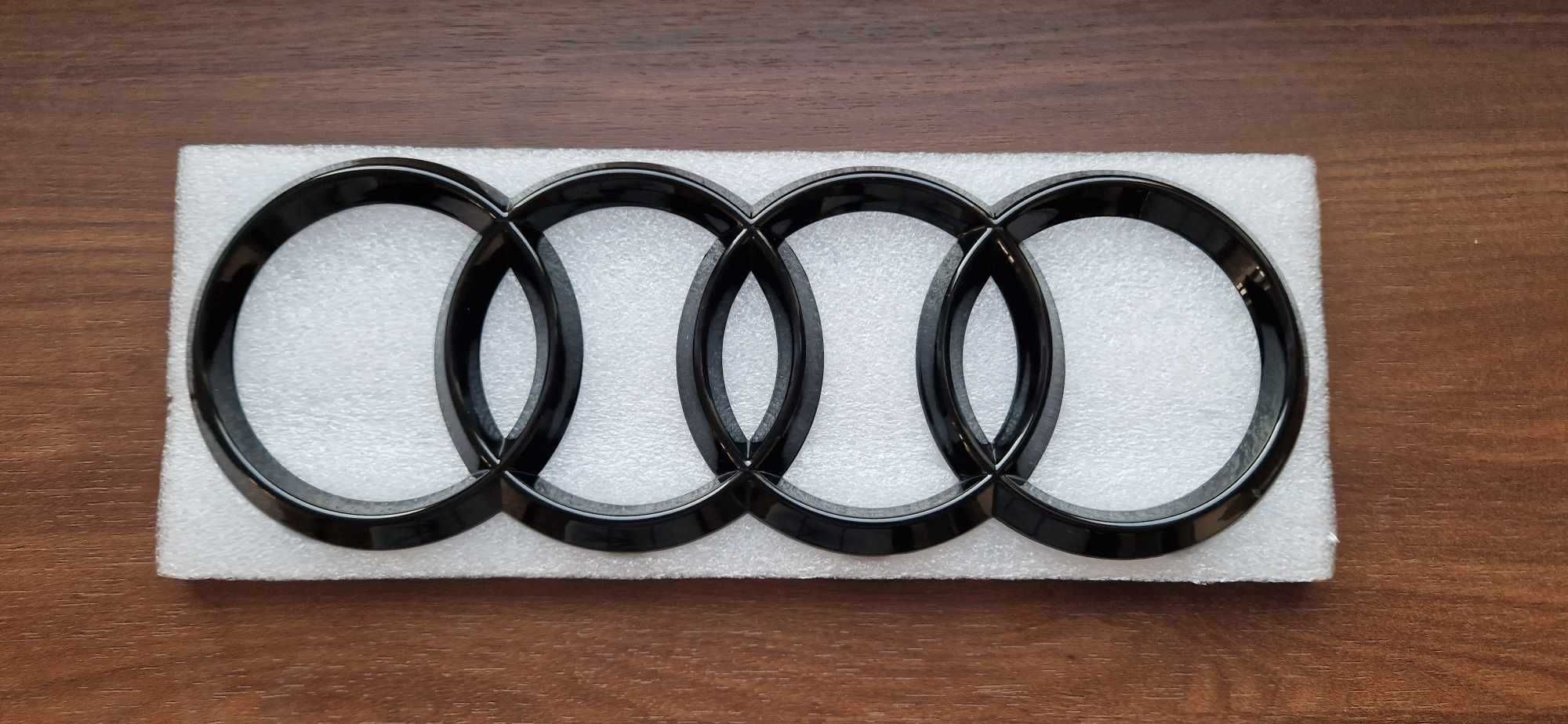 Emblemat Logo Audi Przód Czarny połysk Q7 315x110