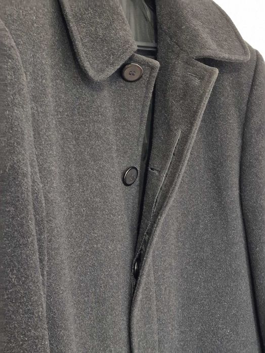 Elegancki, gruby, ciepły, czarny, długi płaszcz męski r. 188 cm XL/XXL