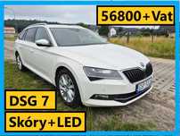Skoda Superb 56800 zł NETTO Autom DSG7 Webasto Radar Skory LED bezwypadku F.VAT 23%