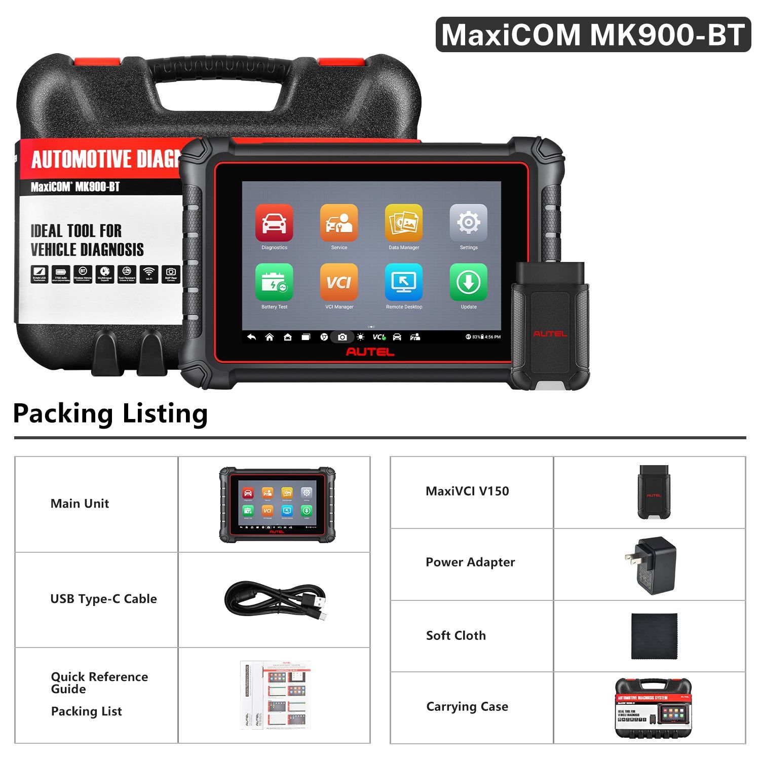 Autel Maxicom MK900BT OBDII Scanner de diagnóstico Android PORTUGUÊS