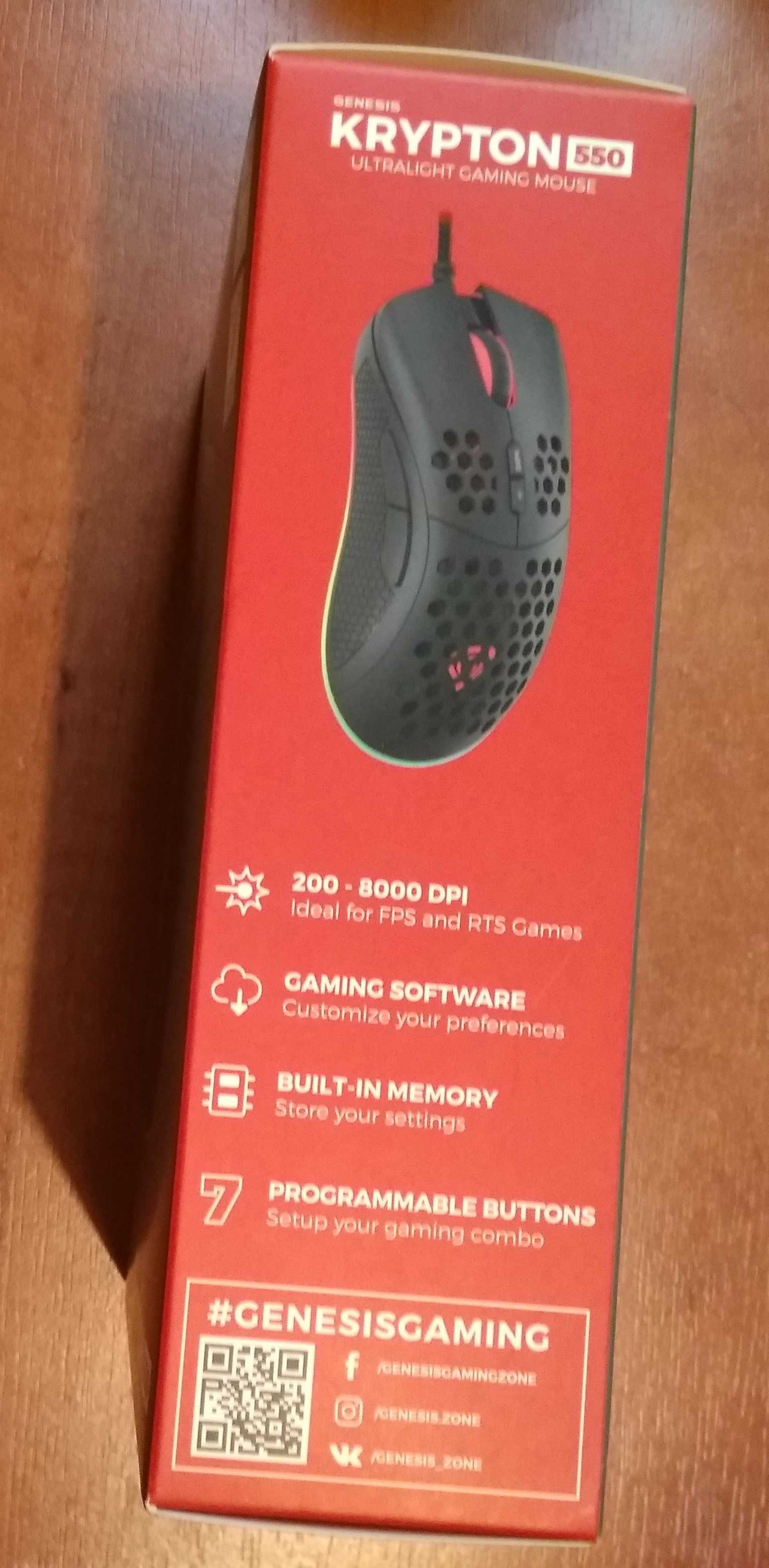 Genesis Krypton 550 RGB Ultralight Gaming Mouse NOWA!