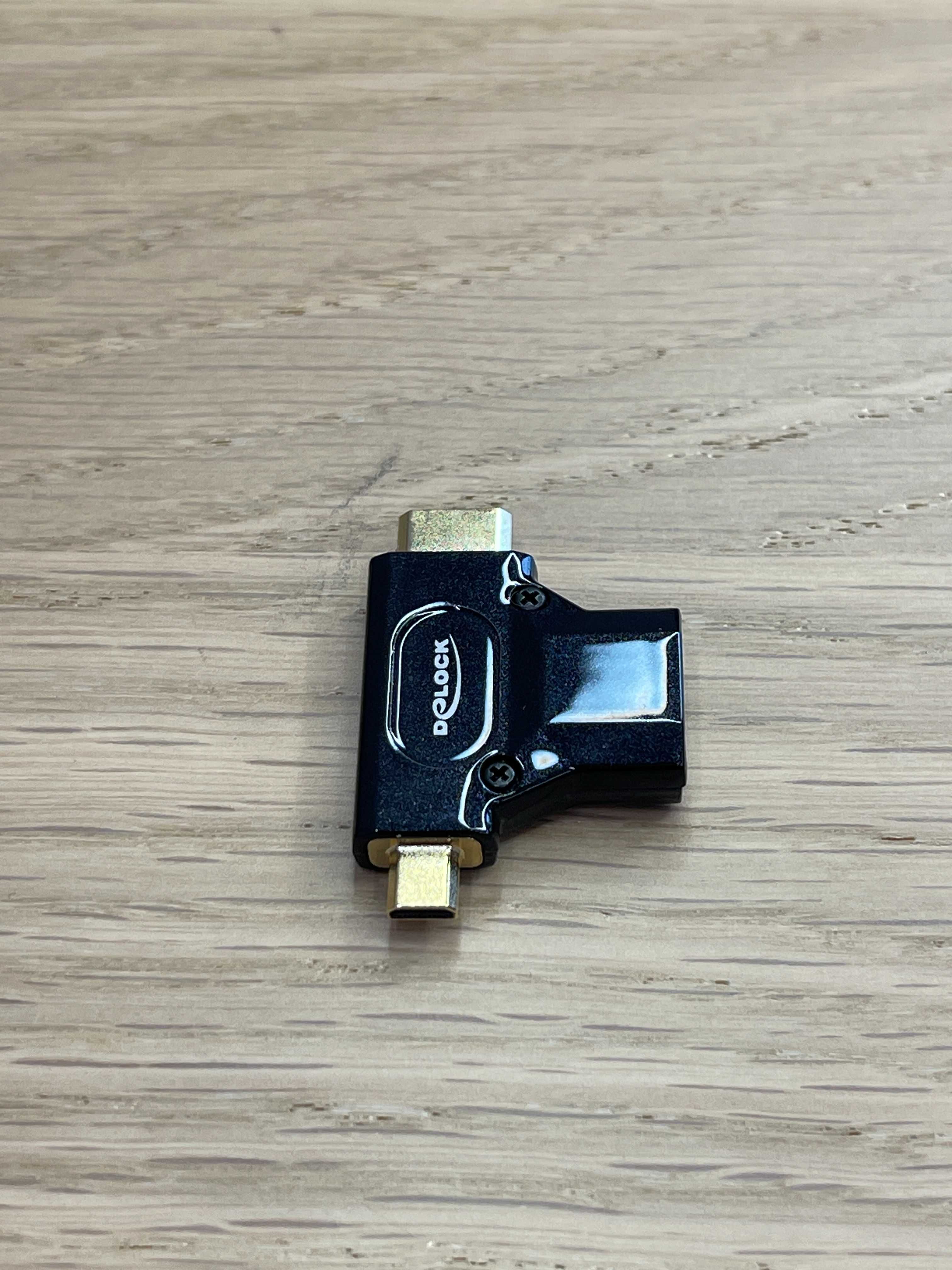 Adapter AV Delock HDMI Micro - HDMI Mini - HDMI czarny (65666)