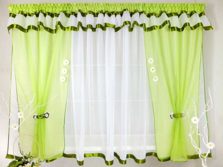 nr.6 Firana woal 360x145 nowoczesna ,zielona,pomarańcz,PROMOCJA