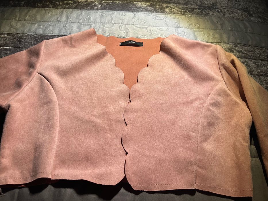 Bolero senhora em pele pêssego, rosa claro
