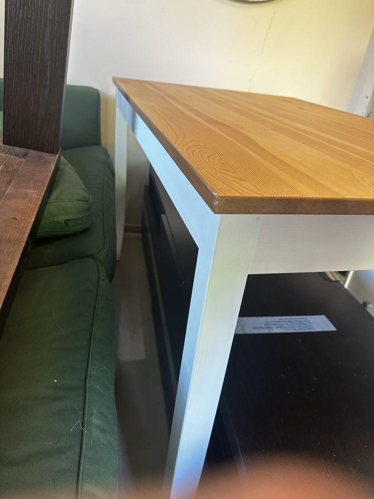 Stół + 4 krzesła, Ikea LERHAMN - biały, beżowy