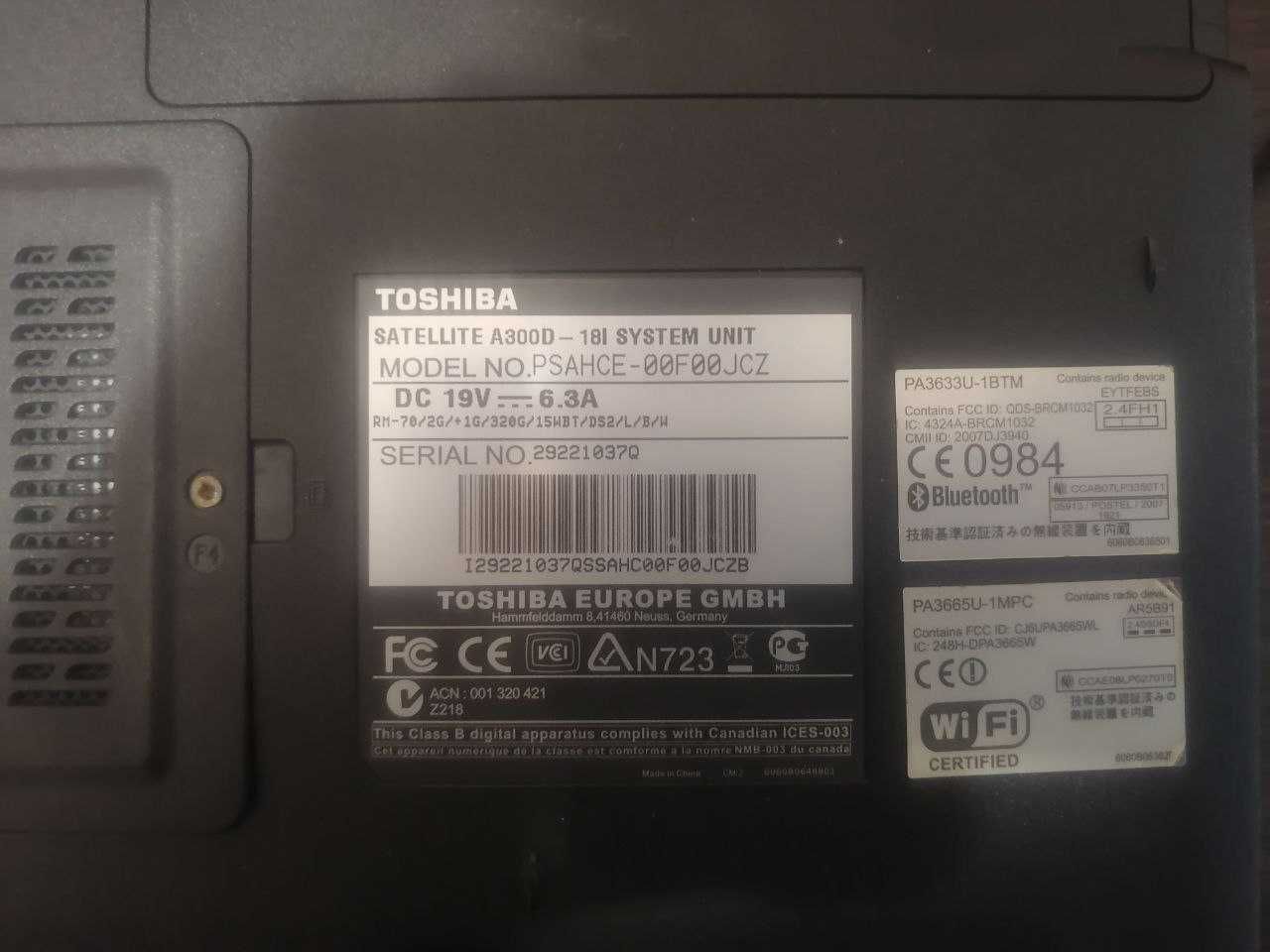 Ноутбук Toshiba SATELLITE A300D-18I