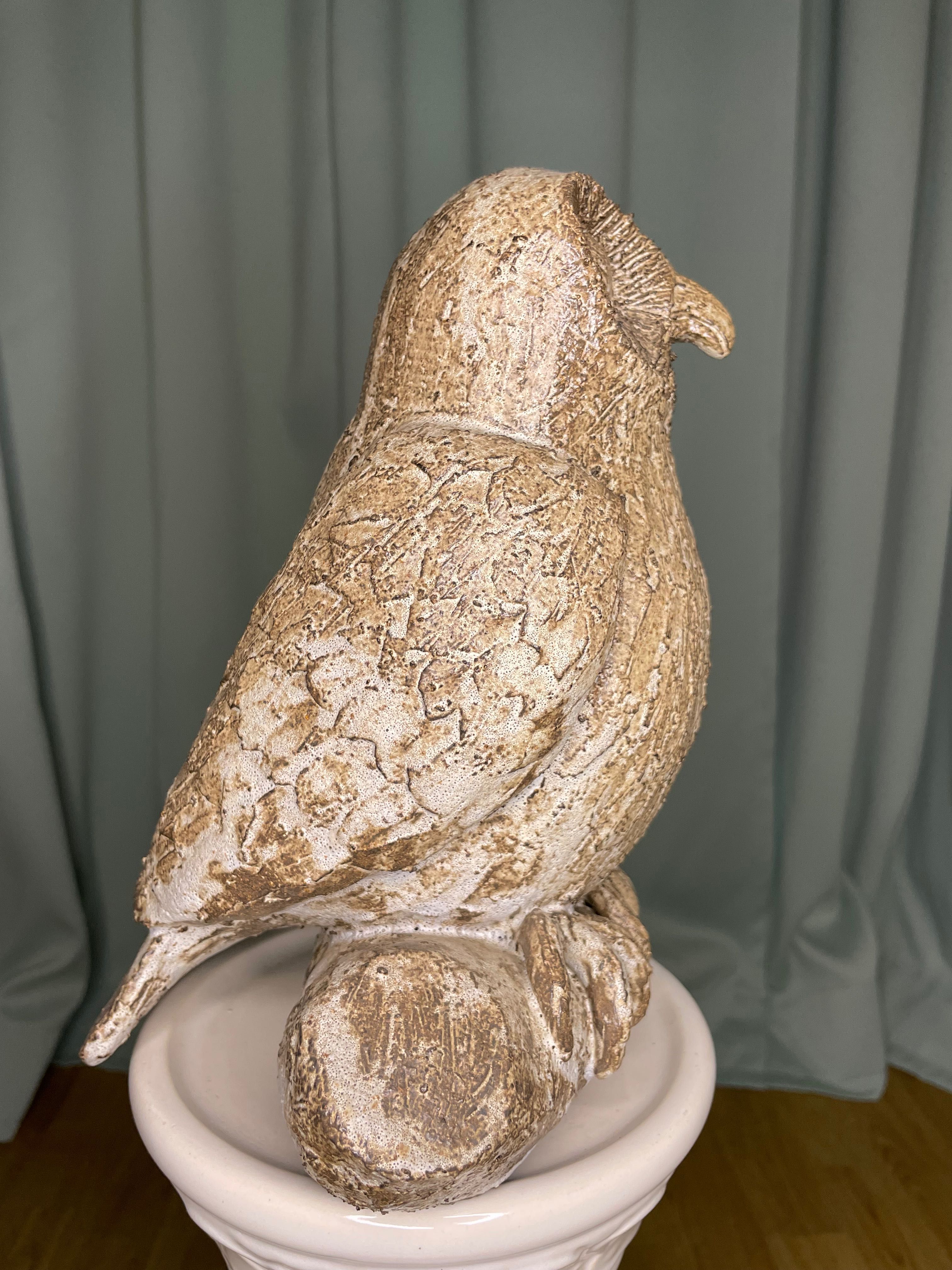 Wielka, ciężka ceramiczna sowa. Zdobienie Fat Lava, piękny okaz!